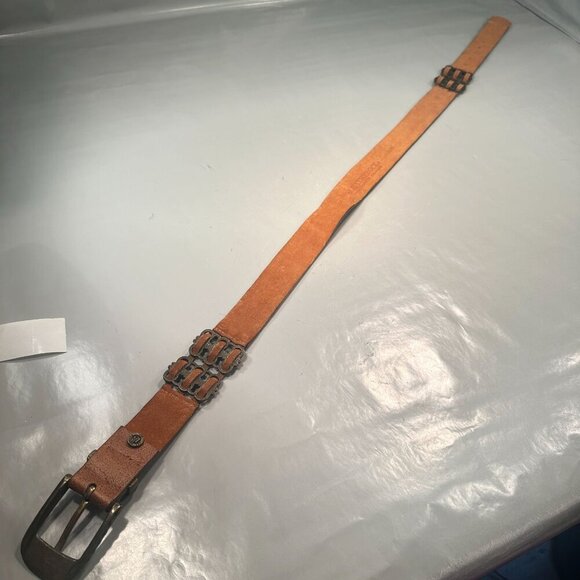 LeatheRock Leather Studded Western Belt Interlocking Chain Links Y2K Boho - Picture 9 of 16